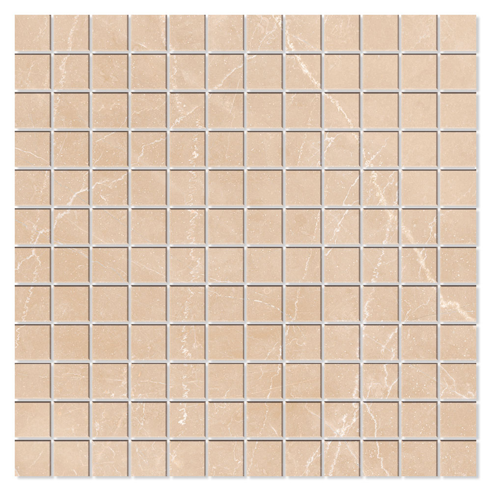 Marmor Mosaik Klinker Bottocino Beige Polerad 30x30 (2.5x2.5) cm